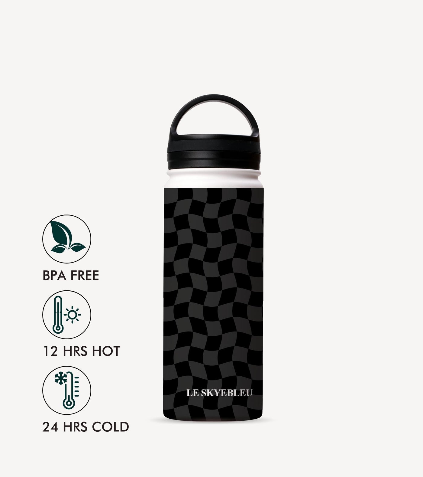 Black Check - Water Bottle