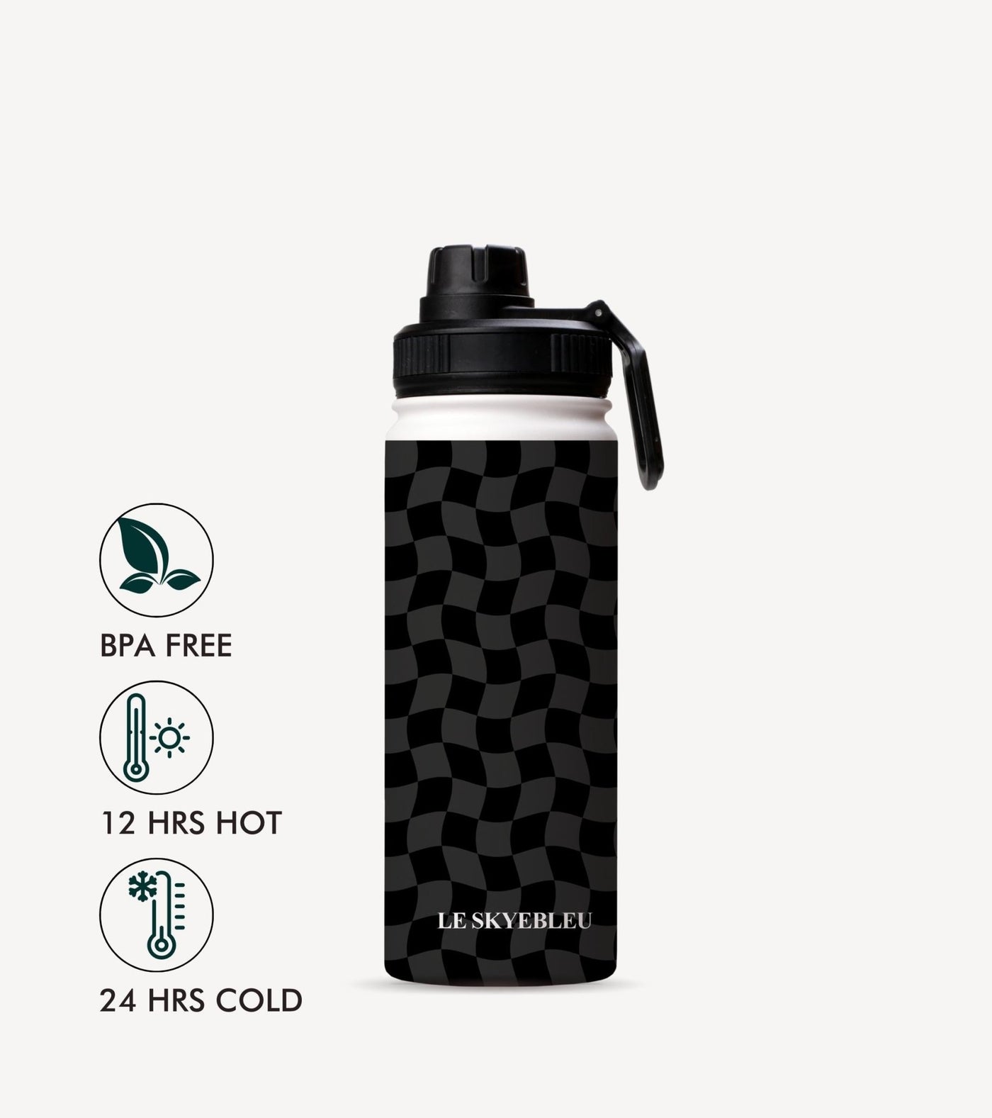 Black Check - Water Bottle